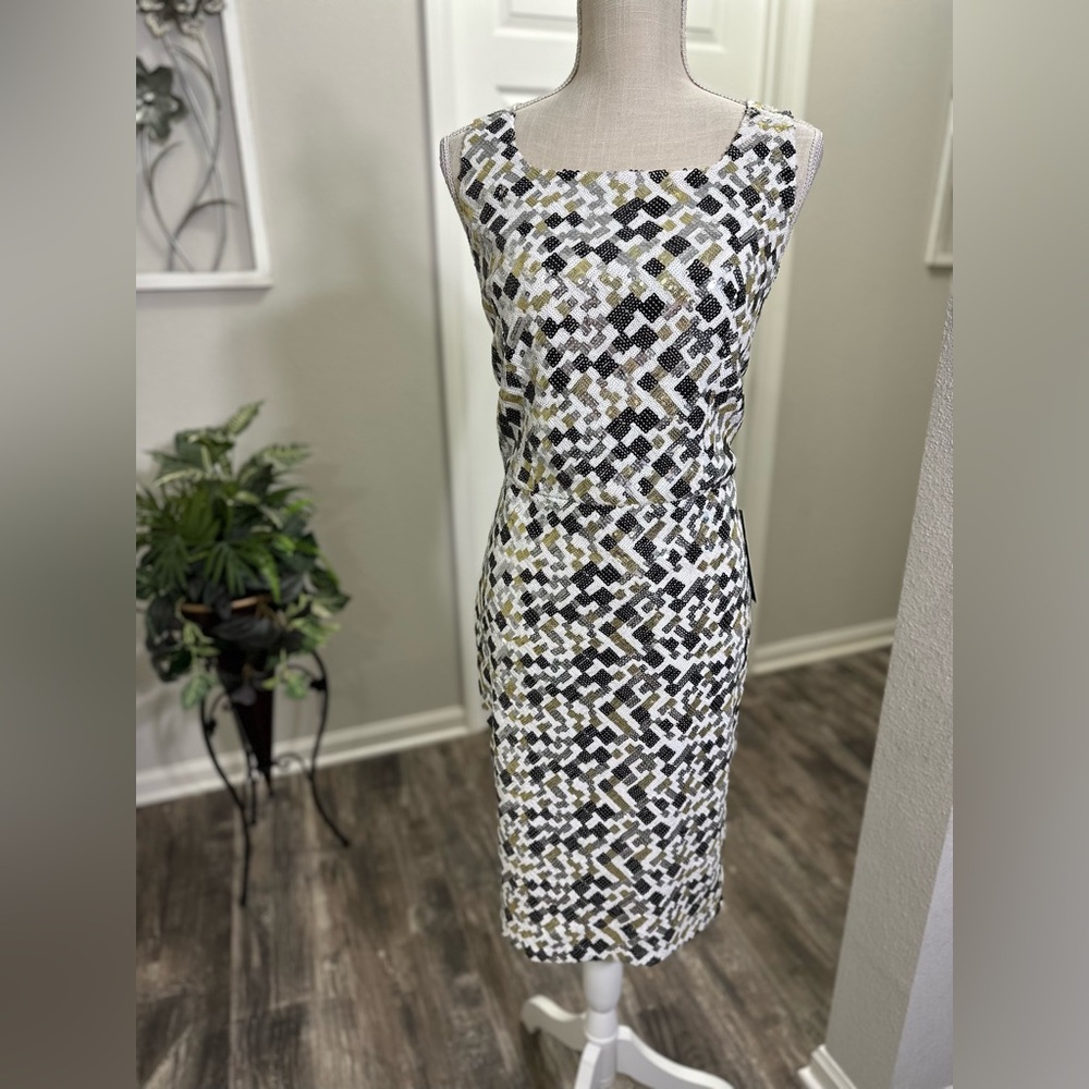 The Limited White/Black/Gold/Silver Sequined Cocktail Party Dress Sz 6